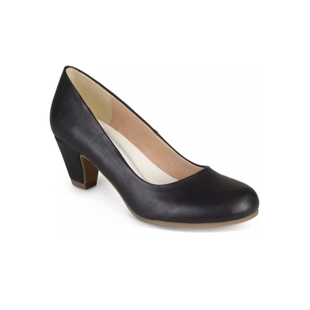 Journee Collection Womens 8.5 M Black Faux Leather Luu Slip On Heels NIB FF9